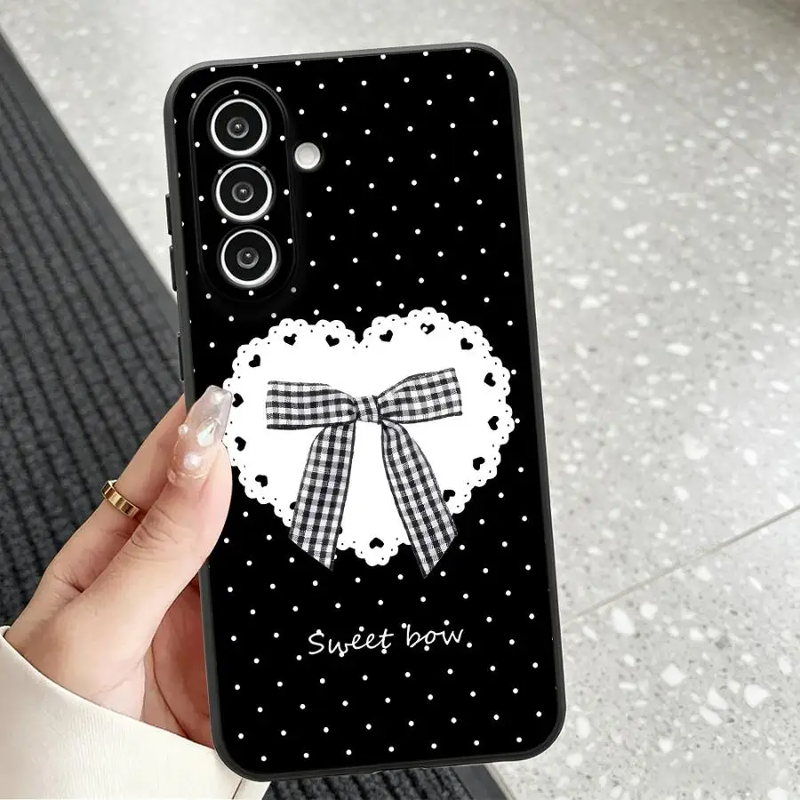 Polka Dot Checkered Bow Phone Cover Case for Samsung Galaxy A57 A53 A17 A25 A16 A73 A51 A15 A06 A52 A36 A55 A05 A23 A37 A12 A41