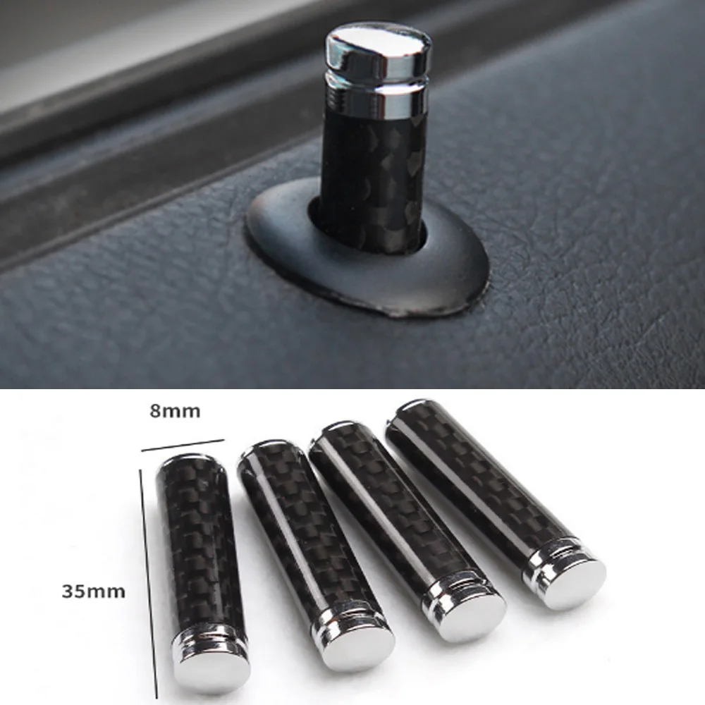 4pcs Carbon Door Pin Lock Knob Lift Sticker Door Windows Pin Handel Trims For Brabus Mercedes AMG W212 W205 W463 W221 GLC GLE