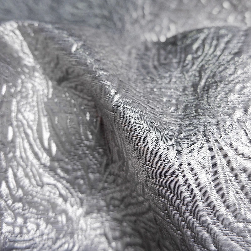 Silver Metal Quilted Jacquard Sofa Coat Shimmering Designer Fabric Handmade Sewing DIY Home Winter Decoration Crafts Material