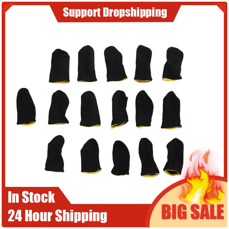 携帯電話用18ピンカーボンファイバーフィンガースリーブPubg mobileゲームプレススクリーンフィンガースリーブブラック & イエロー (320個)