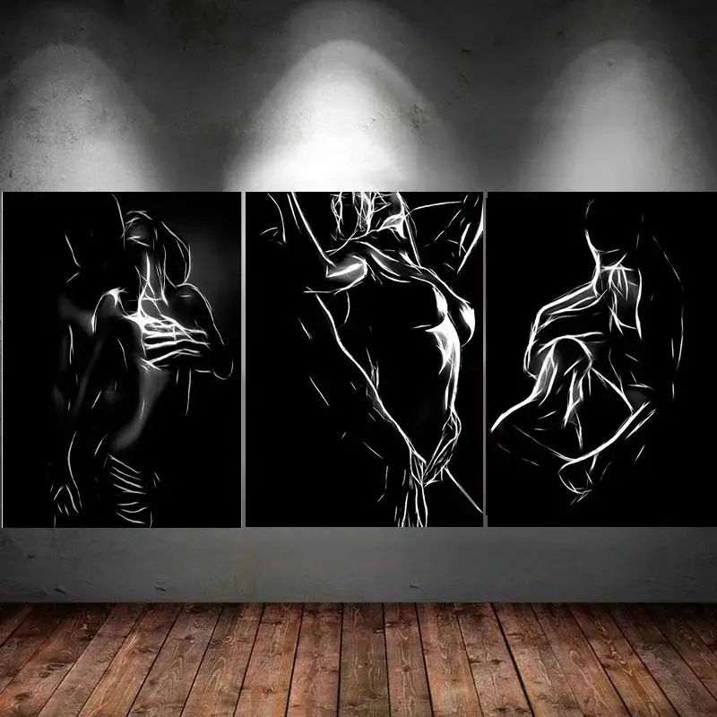 Nude Couple Canvas Painting Sexy Body Women Man Wall Art Poster Print Wall Picture for Room Home Cuadros Decor