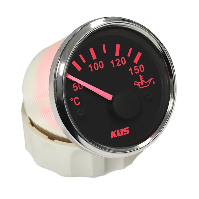 KUS 361-19ohm Input Signal Oil Temperature Meters 52mm 50-150℃ Display Oil Temp Gauges with Red / Yellow Backlight for Car Boat - view 3