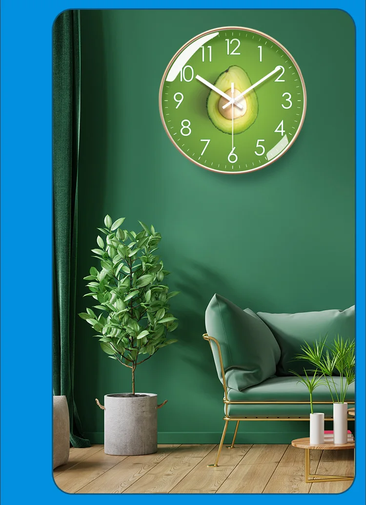 6090 Wall Clock Living Room Colorful Fruit Clock Fruit and Vegetable Clock Chinese Wall Watch Silent Scanning Second