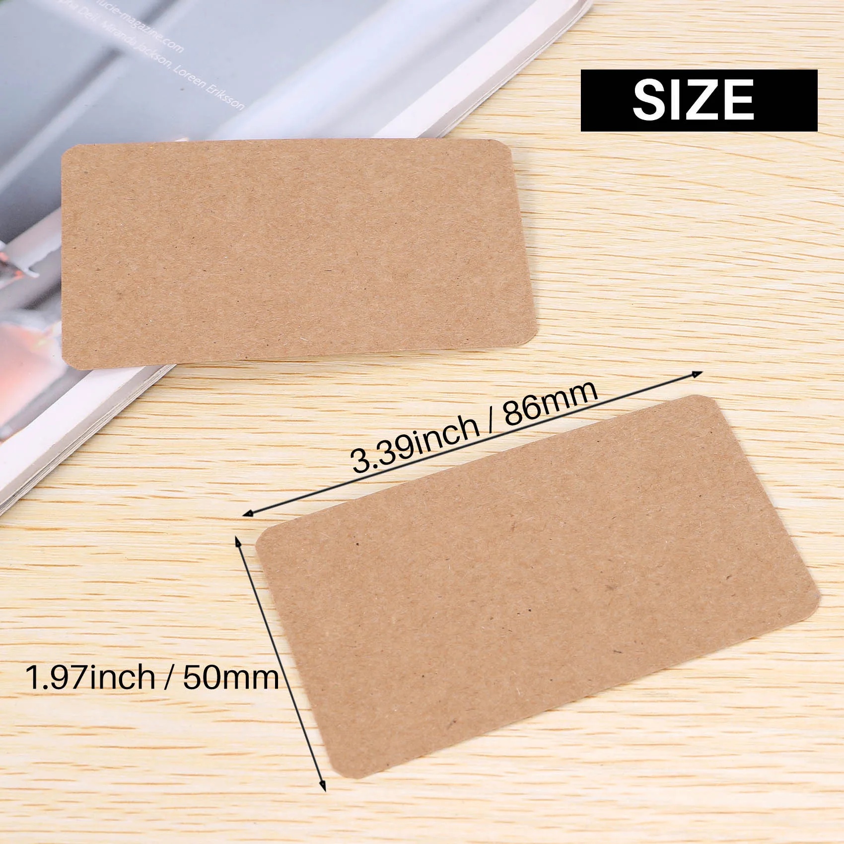 -A12R 100Pcs Blank Kraft Paper Business Cards Word Card Message Card DIY Gift Card