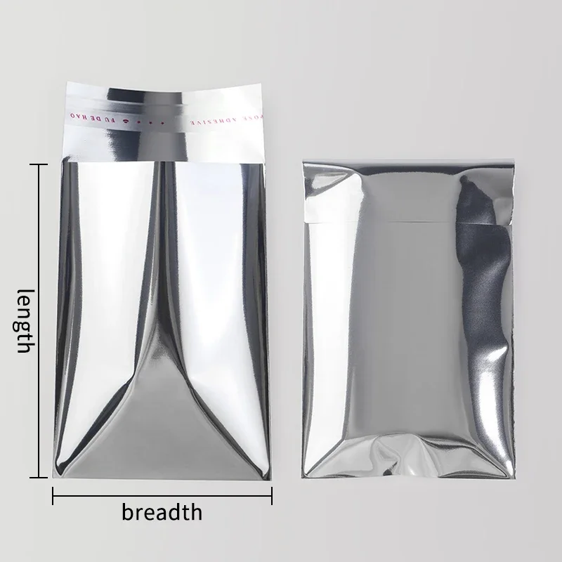100pcs Aluminum Foil Silver Self-Adhesive Self-Sealing Packaging Bags, Documents, Postcards, Small Business Batch Packaging Bags