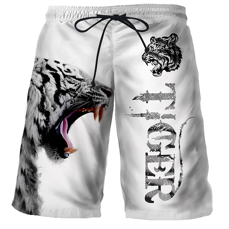 3D Printed Tiger Lion Pig Bear Short Pants For Men Fun Animal Pattern Swim Trunks Hawaiian Casual Street Surfing Beach Shorts