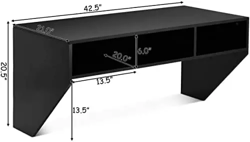 

Wall Mounted Desk Floating Computer Desk, Writing Study Table W/3 Shelves, Laptop PC Table for Living Room, Bedroom, Office (Bl