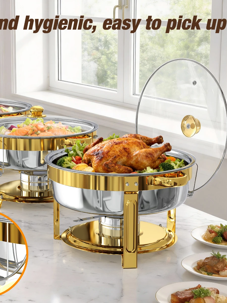 6,5QT Ronde Chafing Dish Buffetset, Chafing Dishes voor Buffet, RVS Buffet Warmhouders Sets voor Feesten en Diners - afbeelding 2