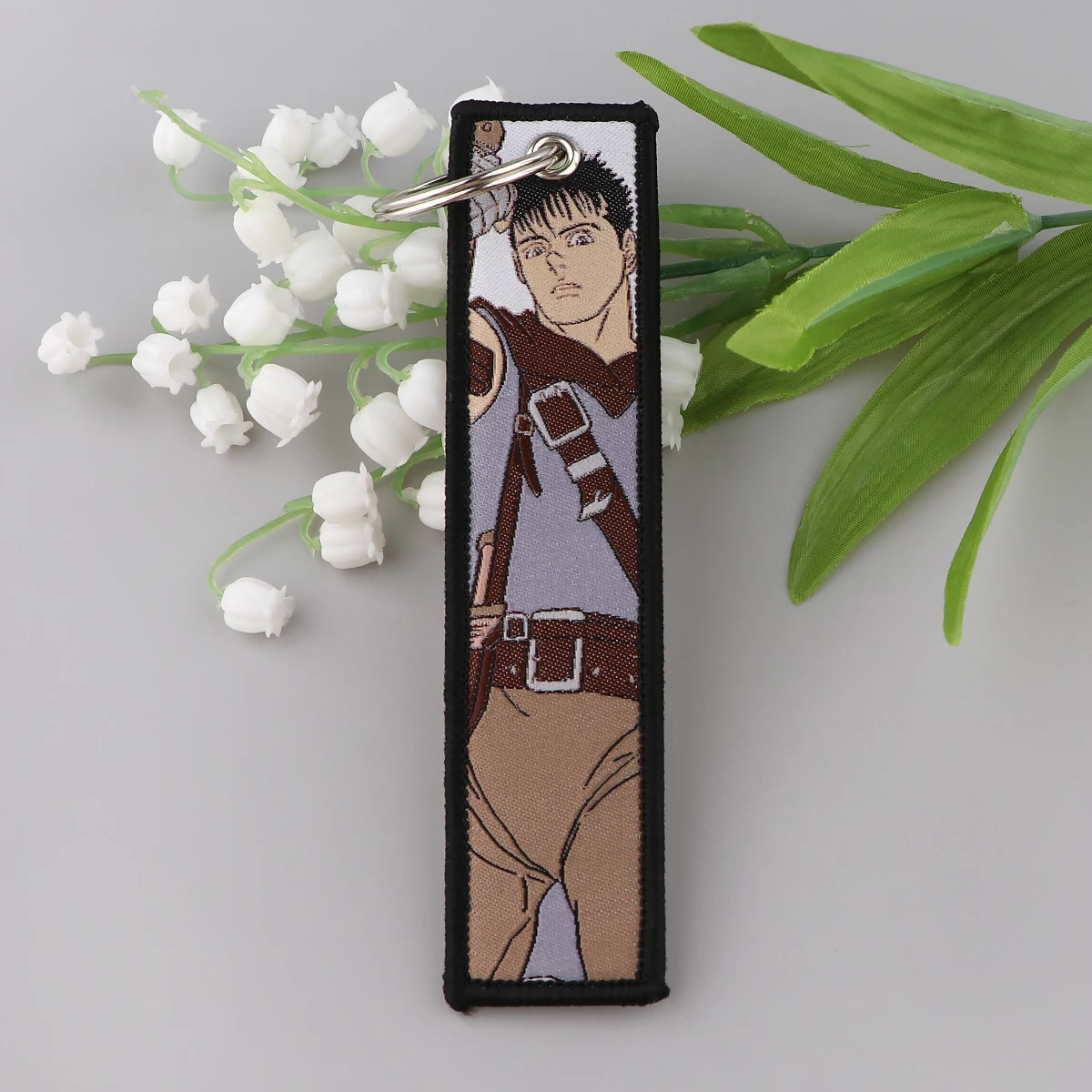 LLavero bordado de Anime para hombre, etiqueta para llave genial para conductor, marca tejida, etiqueta para llave de coche, accesorios de joyería de moda, regalos, 1 Uds.