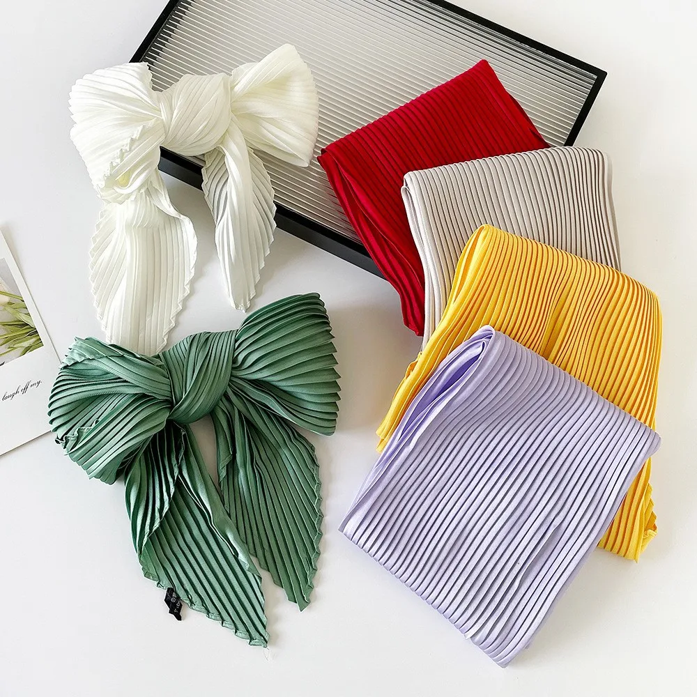 المهنية التجعيد وشاح خفيفة الوزن مربع التفاف بلون وشاح للرقبة المرأة مكتب منديل ربيع الخريف الأساسية