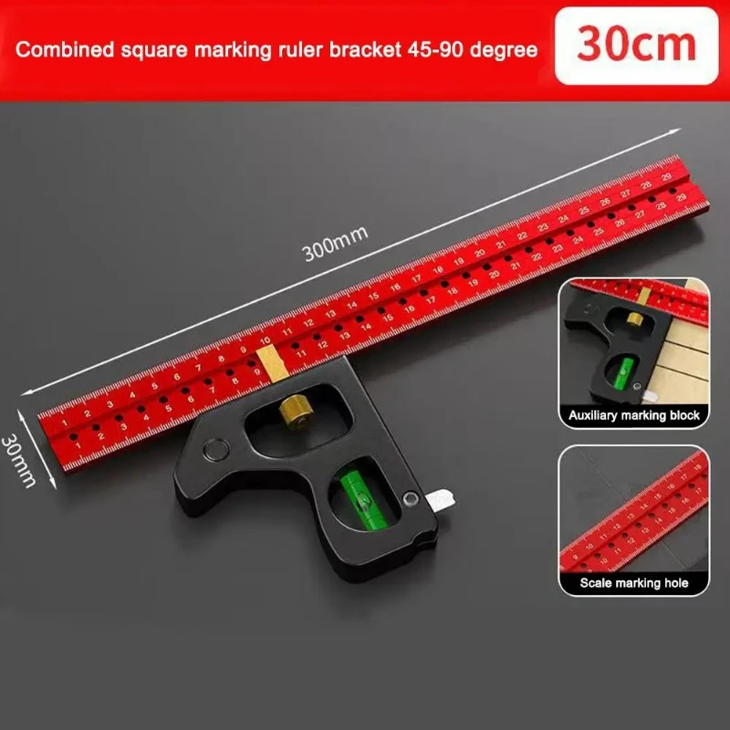 High-Precision Professional Heavy Duty Woodworking Gauge With Movable Scale For Carpentry DIY30/40cm Aluminum Alloy Angle Ruler