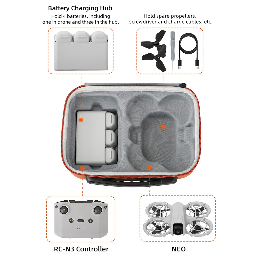 FauxLeather Shock-proof Hard Case For Drone Easy To Carry Everywhere Carrying Case For