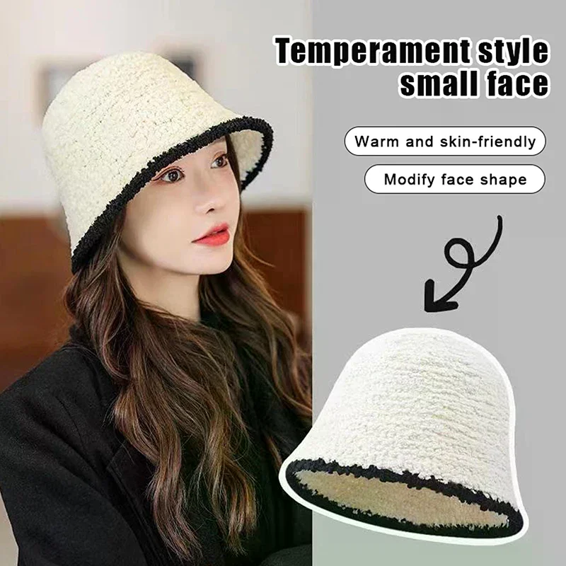 

Женская шапка-ведро с цветными блоками и ушками в рыбацком стиле - зимняя теплая шапка в корейском стиле на флисовой подкладке для большой головы, 1 шт.