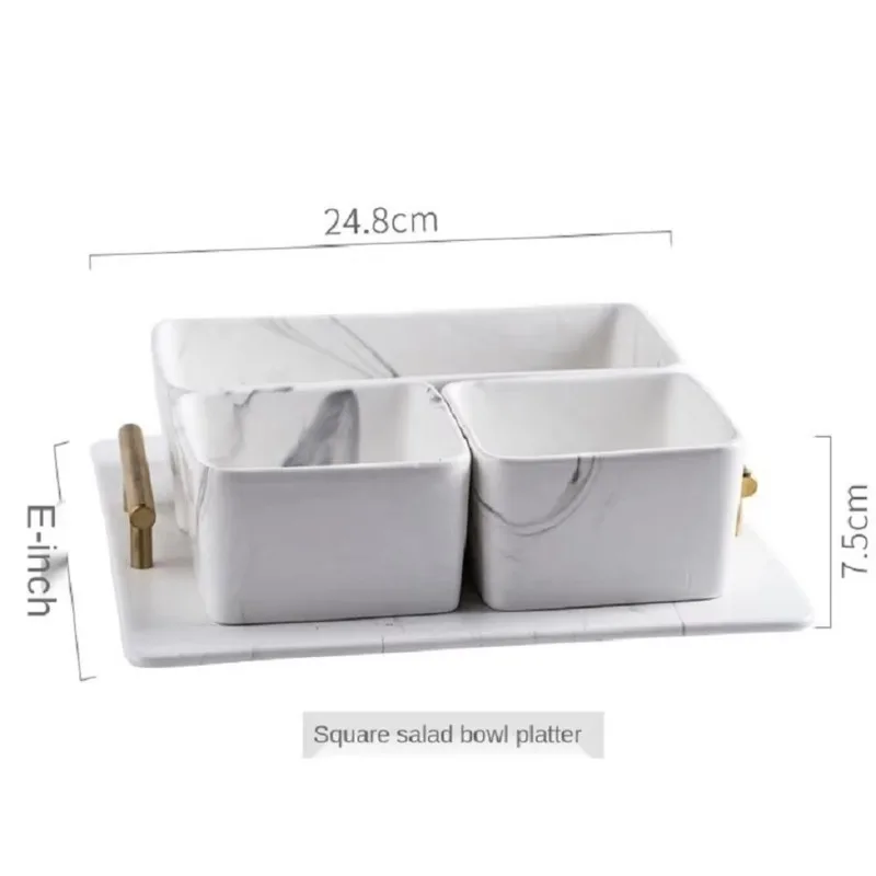 

Creative marble ceramic snack tray eco-friendly household fruit tray dried fruit candy nuts colored enamel