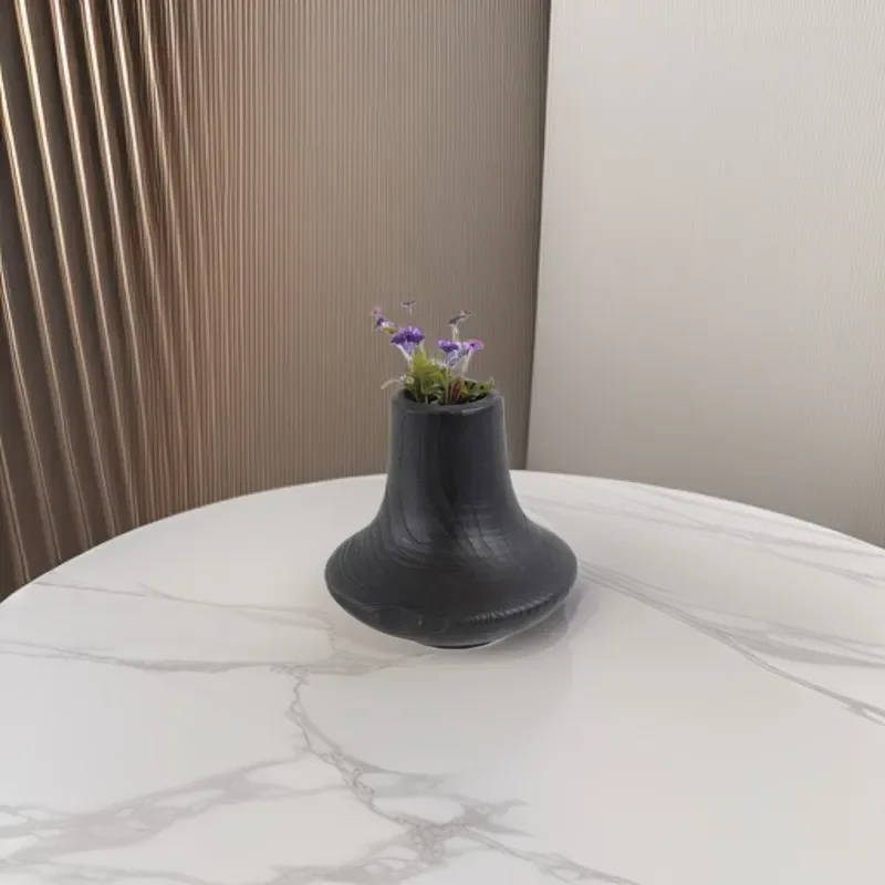 Handmade New Chinese Style Carbonized Chestnut Medium Neck Vase Home Furnishing Hotel Villa Decoration Craft Ornaments