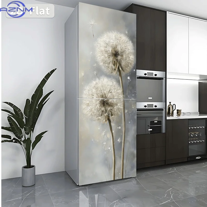 A Decorative Sticker Featuring Two Dandelions on a Hazy Background - Wall Decal Suitable for Walls And Refrigerator Stickers,