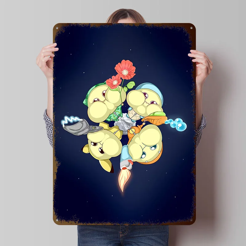 Tiny Planet Metallposter, individuelle Wandkunst, Retro-Vintage-Metallblechschilder für Gaming-Raumdekoration, gemütliche Badezimmerdekoration, Hausdekoration