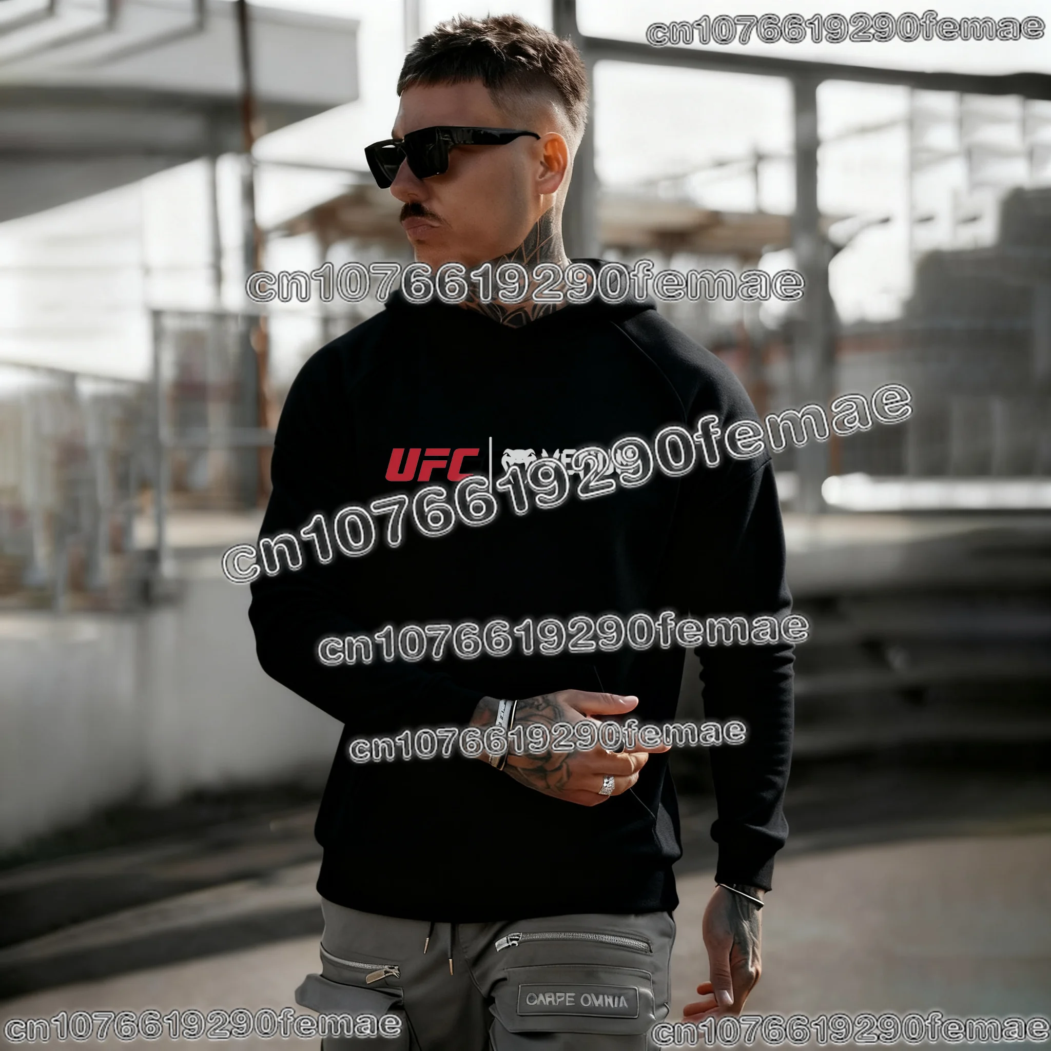 2026 MMA سترة بغطاء للرأس قطنية كاجوال للرجال مريحة وفضفاضة مناسبة لتدريبات الصالة الرياضية والملاكمة والأنشطة الرياضية