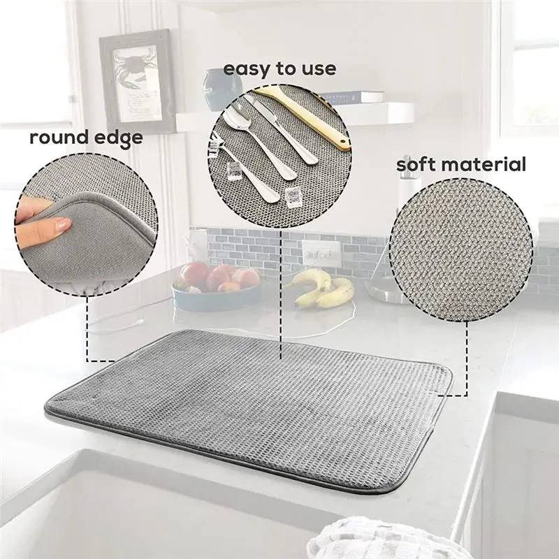 2026 + 3 Pack Dish Drying Mat,Absorbent Microfiber Dishes Drainer Mats for Kitchen Counter Size 20x15 Inch,Dish Drying Pad