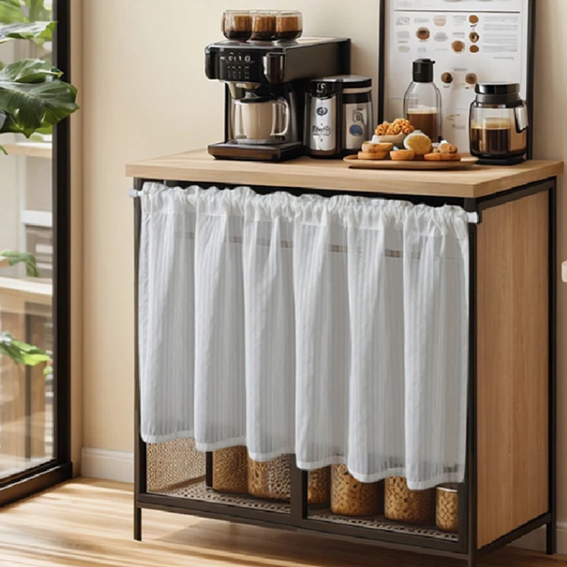 1Pc Modern Simple Solid Color Venetian Blinds Curtains Punch-Free Coffee Curtains Cabinet Blocking Curtains Short Curtains