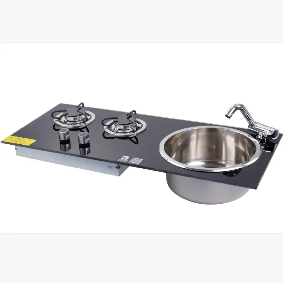 

Two Burner Gas Stove And Sink Combo 790*340*130mm For RV Boat Yacht Caravan Motorhome Kitchen