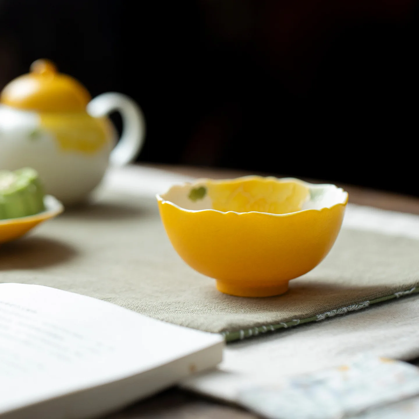 Underglaze Color Pure Hand Drawing Pile Peony Ceramic Large Cup Flower Mouth Tea New Chinese Kung Fu Set Single