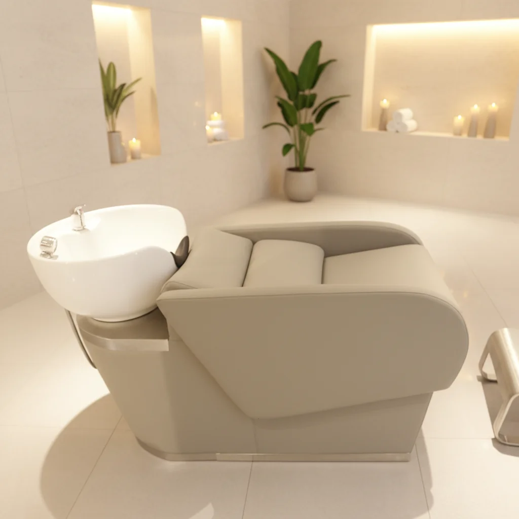 Modern Hair Salon Furniture Ceramic Shampoo Basin And Chair 1-piece Set, Affordable And Stylish Design