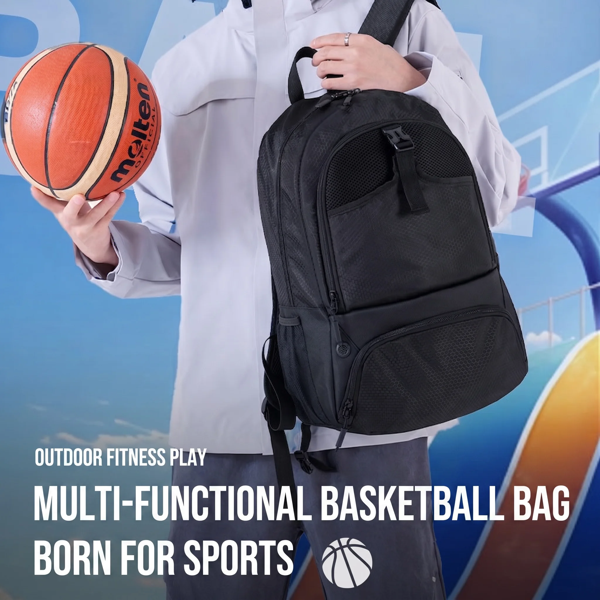 Student Sports Basketball Bag Child Training Backpack Independent Ball Compartment Shoe Pocket Football Specific Bag