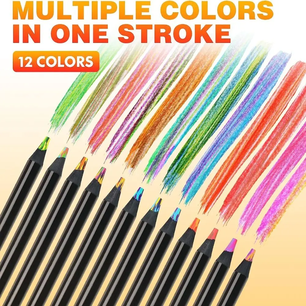 

8/12Colors 8/12Colors Color Pencil Black Wood Gradient Color Painting Pencil Stationery Coloring Pencils Student Gifts