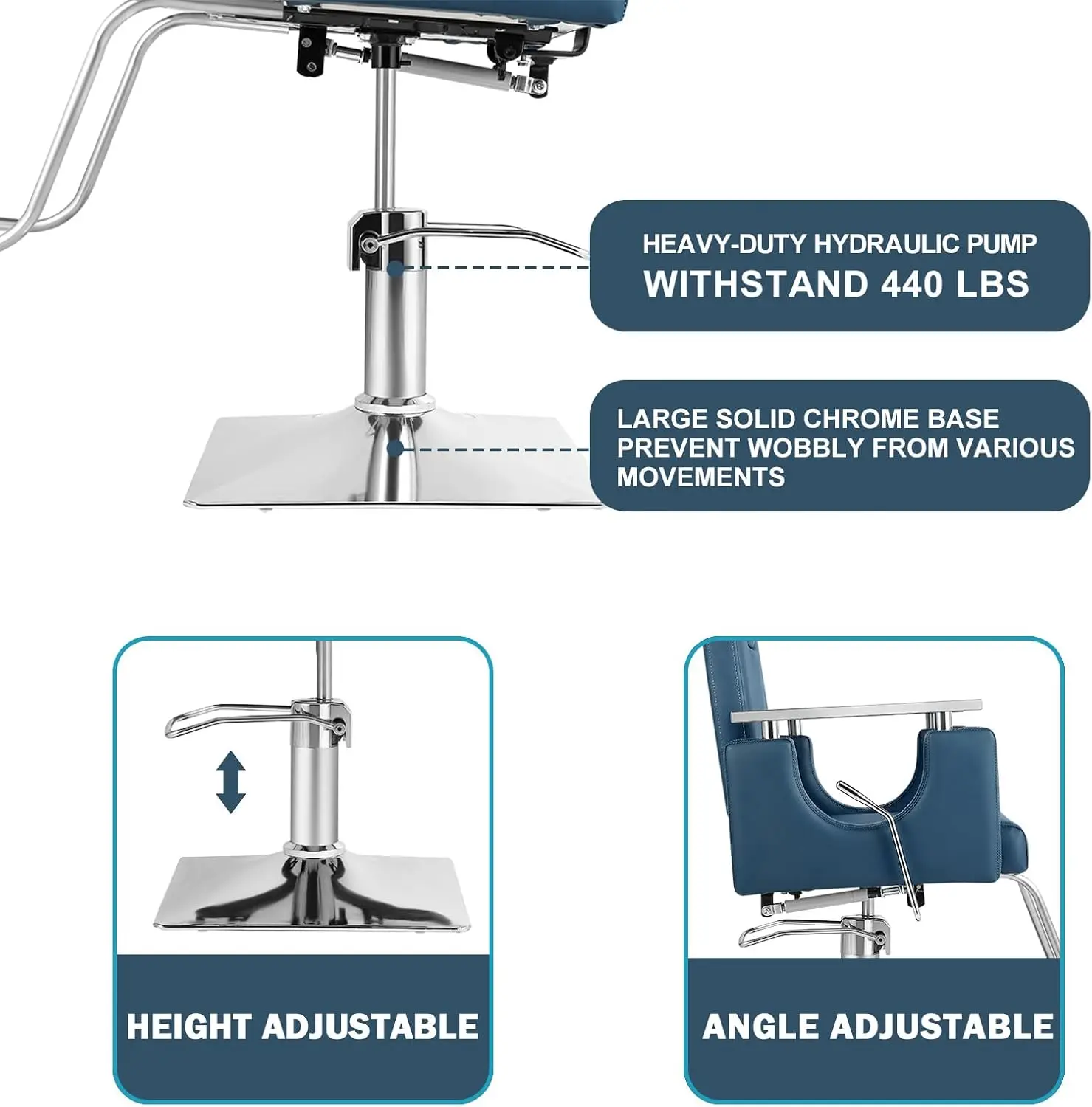 Silla de barbero hidráulica, asiento de estilista, reclinable, giratoria, 360 grados