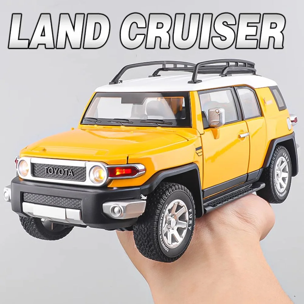 1:24 FJ Cruiser Miniature Model Toy Cars Alloy Diecast Off-road Vehicles Sound Light Doors Opened Pull Back Car Toys Kids Gifts