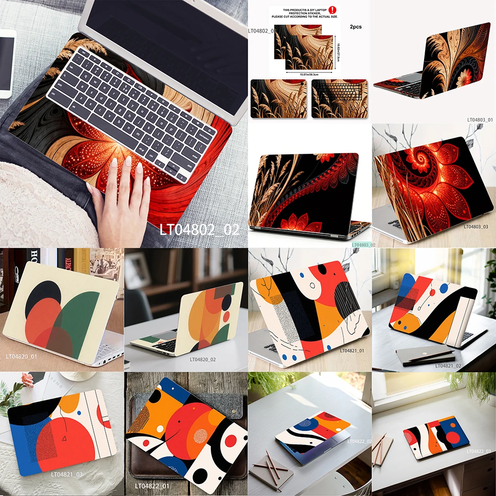 

Red Black Floral Laptop Skin Sticker, Waterproof Vinyl Decal for 12-17 inch MacBook HP Lenovo Dell Notebook