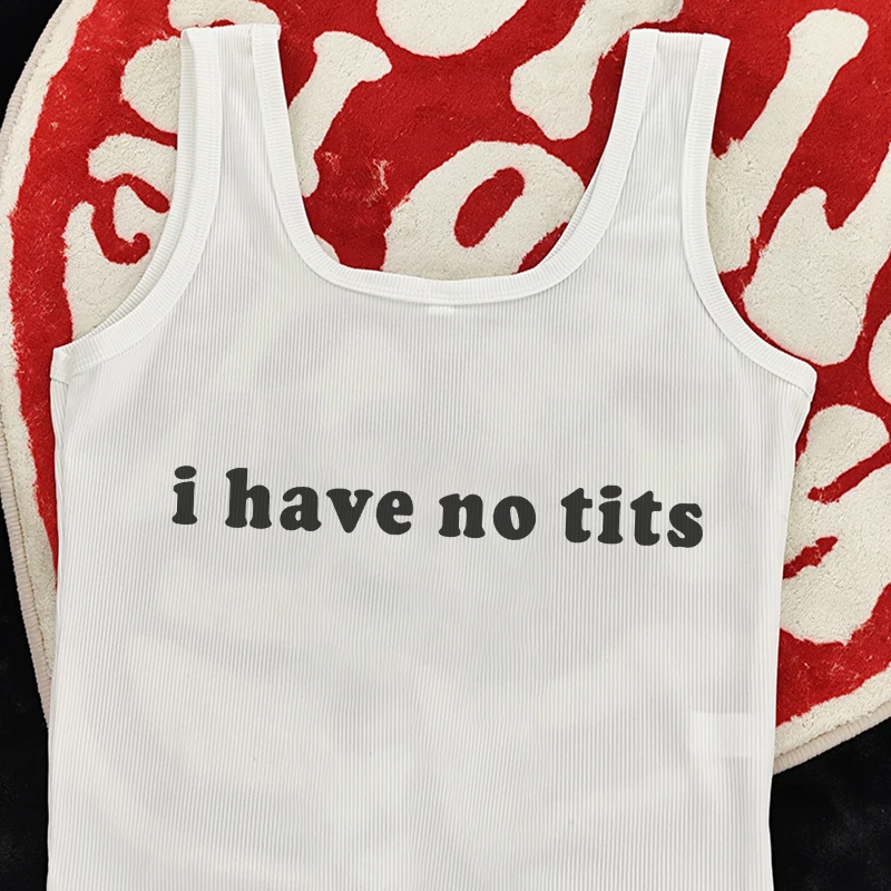 Letra branca casual estampada colete de malha feminino, moda Harajuku, streetwear, camiseta sem mangas, roupa Y2K, regatas, anos 90, novo