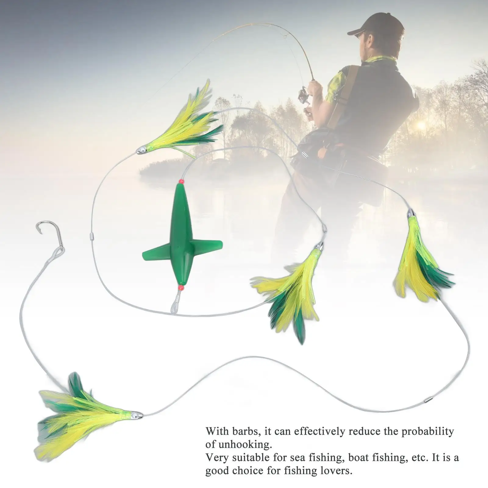 Durable Feather Trolling Lures - Camouflage for offshore Saltwater Fishing Hooks for Ultimate Angling