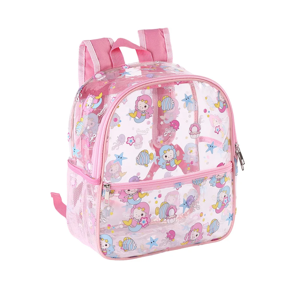 Printed Transparent Backpack Waterproof Pvc Storage Bag Student Schoolbag Large-capacity Transparent Bag Backpack Makeup Pouch