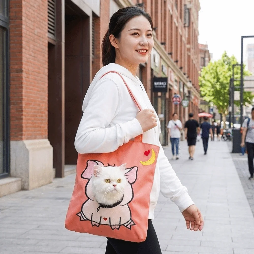 

Lightweight Breathable Pet Outing Bag Cartoon with Hole Dog Backpack Cat Shoulder Bag Soft Lining Cat Carrier Bag Pet Outings