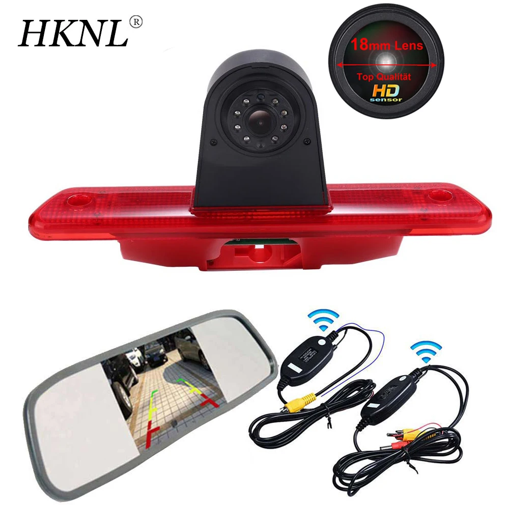 HKNL HD lens CCD Car Rear View Camera+Mirror+2.4GHZ Wireless For Toyota Proace Citroen Jumpy Peugeot Expert Rot Brake Light Van