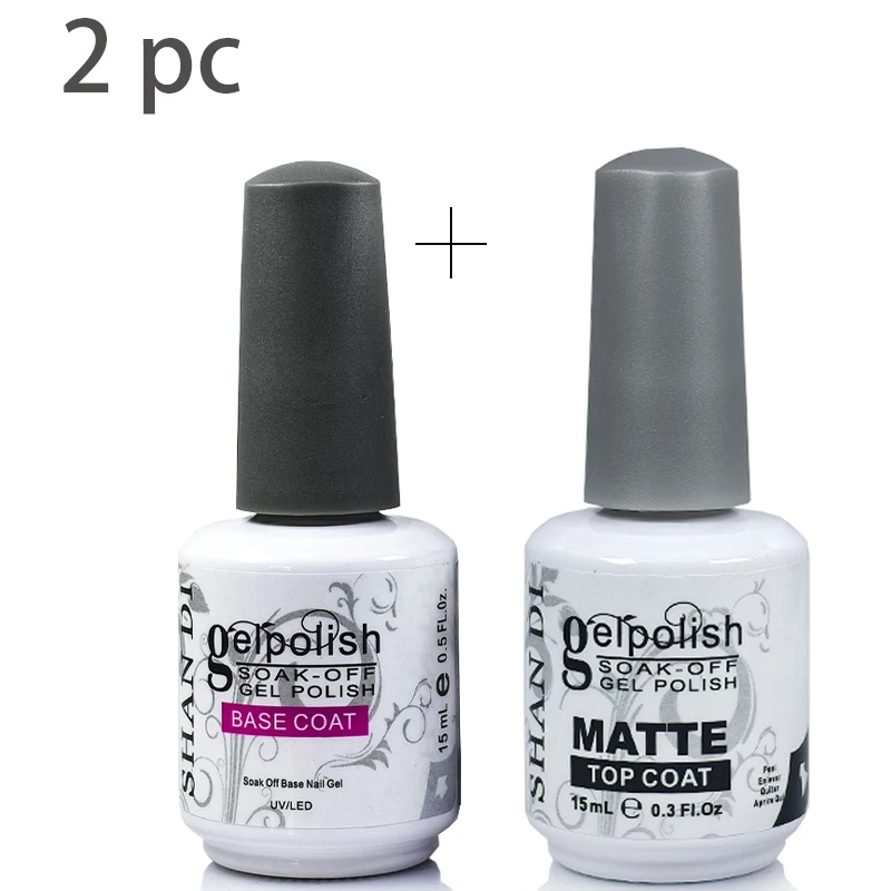 15ML 2PC Combination Nail Enhancement  Base Coat Gel  Nails Polish  Top Coat   And Nail  Semi-Permanent Nail Art Frosted Sealin