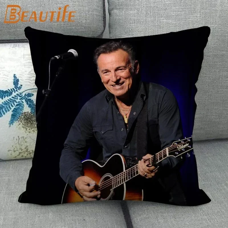 Custom Bruce Springsteen Pillowcase 45X45cm Wedding Decorative Eco-Friendly Cotton Linen Fabric Pillow Case