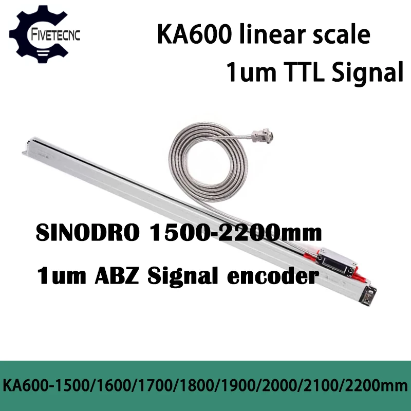 SINODRO 1um TTL KA600 1500 1600 1700 1800 1900 2000 2100 2200mm Linear Glass Scale KA600 0.001mm Optical Encoder Lathe Milling