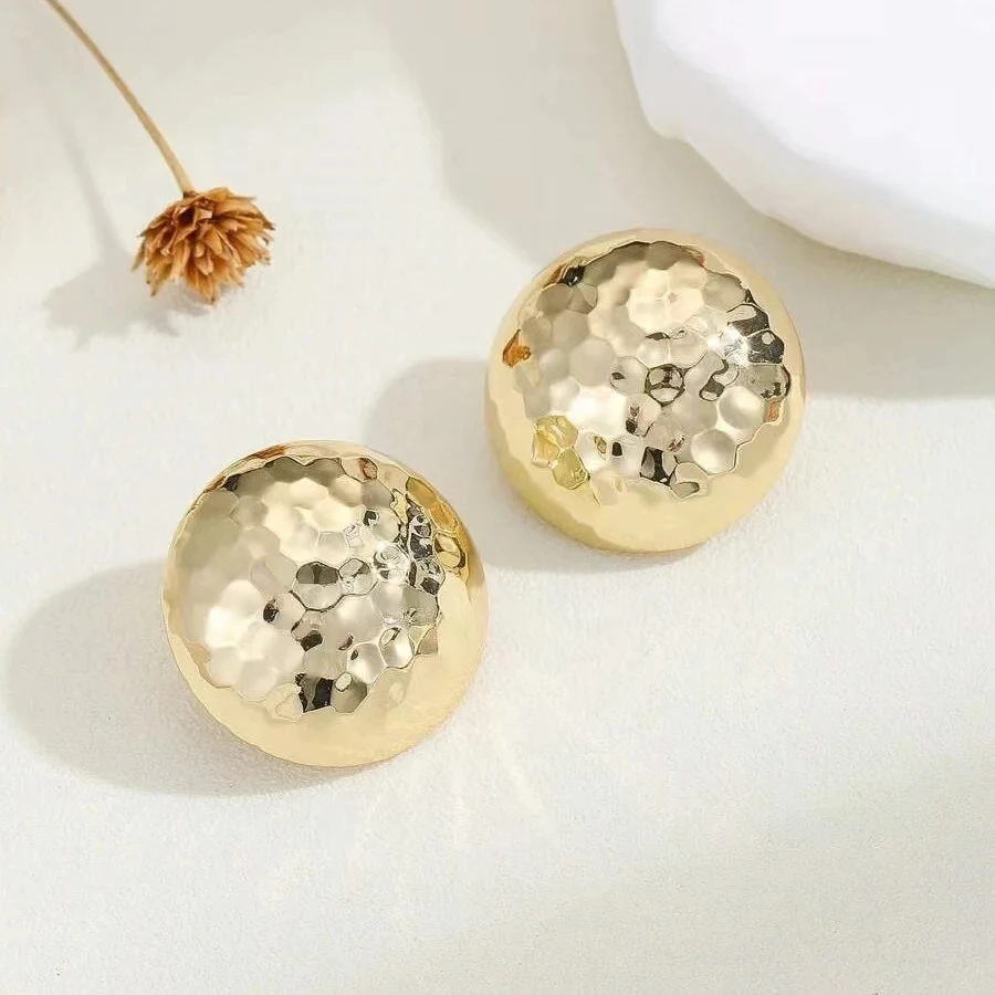 Fashion Half Ball C-shape Earrings Stud For Women Gold Color Geometric Circle Stud Earrings Statement Party Jewelry