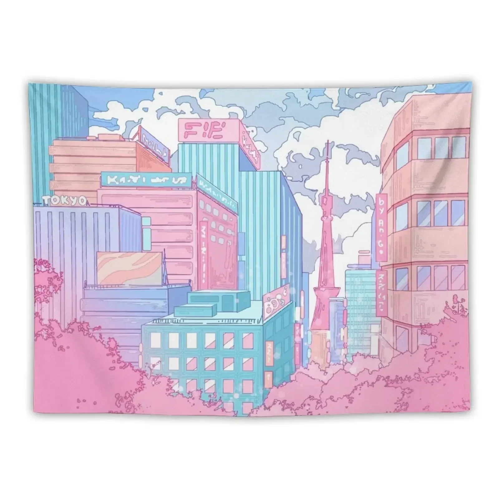 

Thepastel Tokyo cityscape Tapestry Home And Comfort Decor Room Decore Aesthetic Anime Decor Tapestry