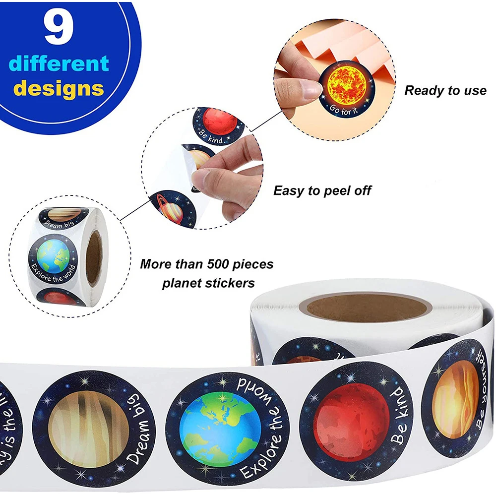 500PCS Children Reward Stickers Universal Planet Labels School Teacher Encourage Student Scrapbooking Stationery Stickers