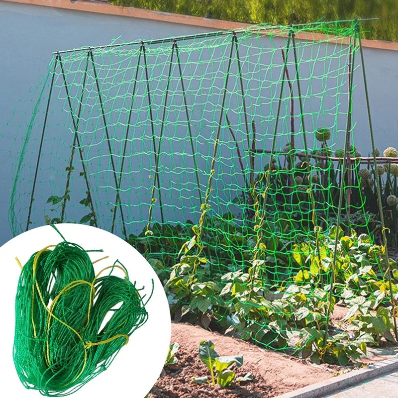 

Green Nylon Garden Trellis Netting Climbing Plants Heavy Duty Mesh Net Cucumber Tomato Grapes Gardening Accessories Tray