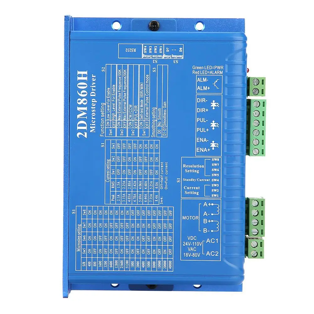

CNC 2DM860H Digital Two Phase Stepper Motor Driver Microstep Controller High Precision Stepper Drive