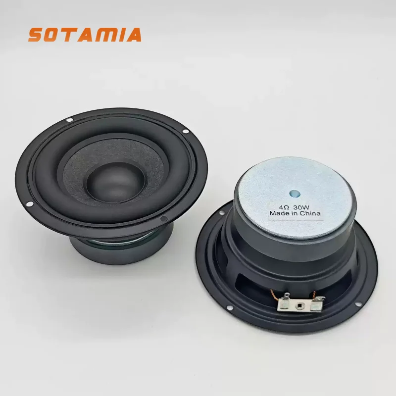 SOTAMIA 2Pcs 4.5 Inch Woofer Speaker Audio Bass 4 8 Ohm 30W Wool Basin Rubber Edge Subwoofer DIY Computer Desktop Bookshelt