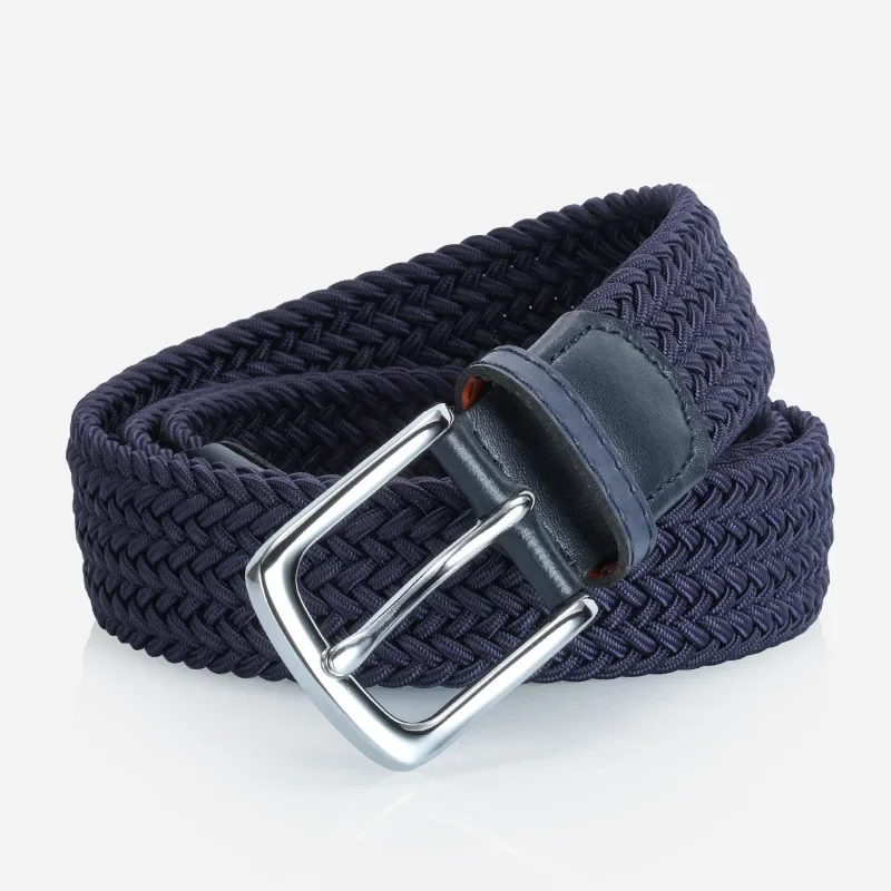 Men Belts Knitted Elastic Woven Belts for Men High Quality Pin Buckle Casual Student Work Sports Strap HB022