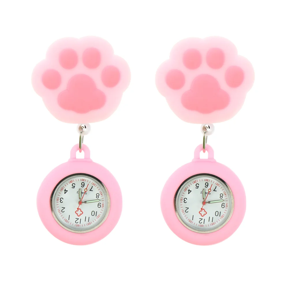 

2 Pcs Digital Watch Pocket Clip-on Hanging Doctor Fob Three-dimensional Pink Nursing Nurse