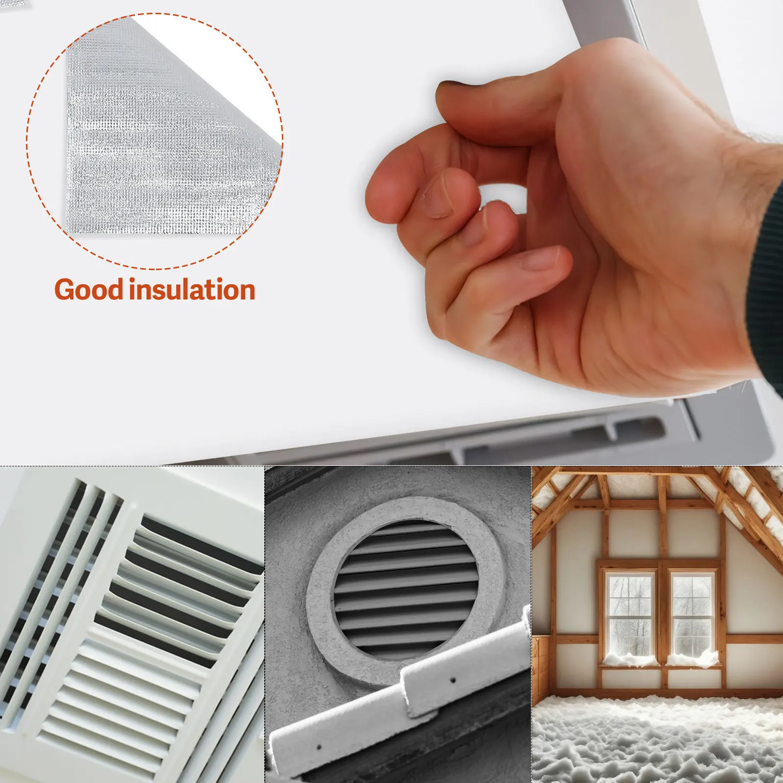 Picture 5: Attic Fan Cover 129x129cm Insulation Aluminum Film Seal Cover for Ceiling Fan Return Vent with Hook Loop Design