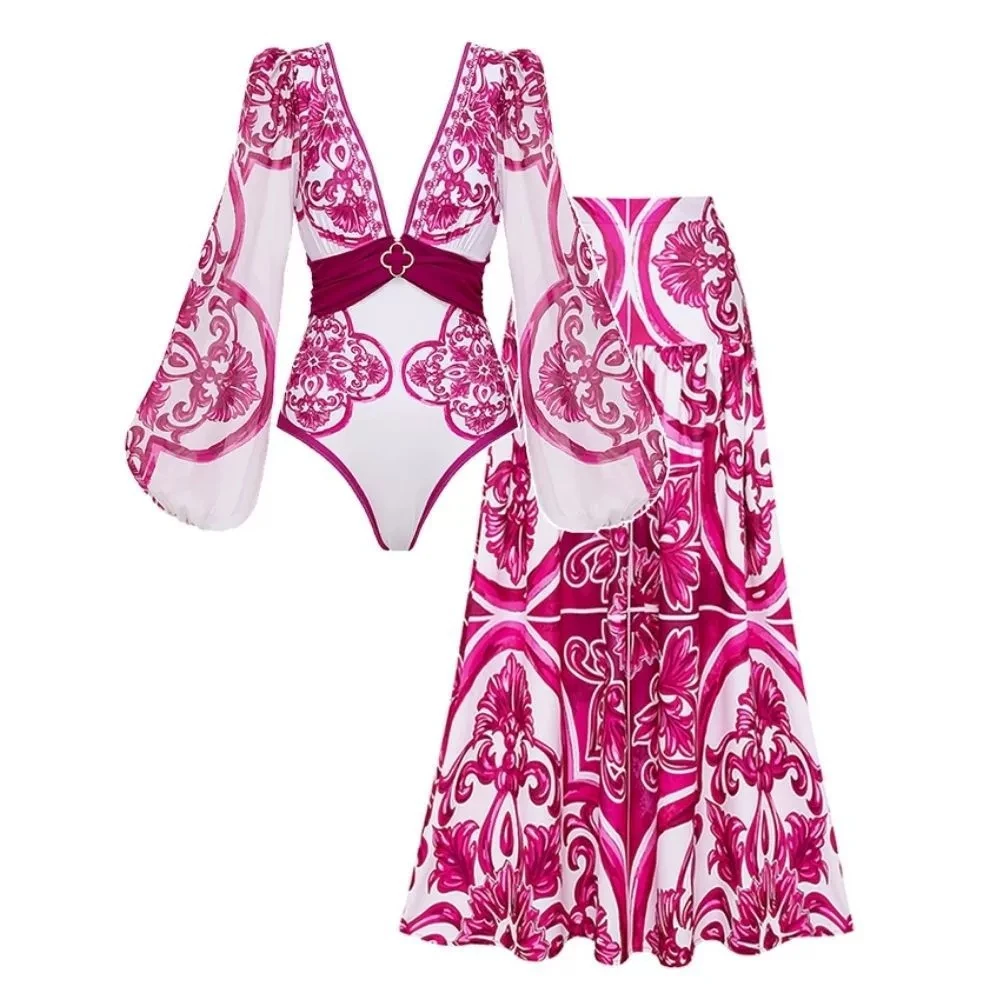 Nuevo Conjunto de Bikini de 2 Piezas con Volantes 2026, Traje de Baño Sexy para Mujer con Falda Larga